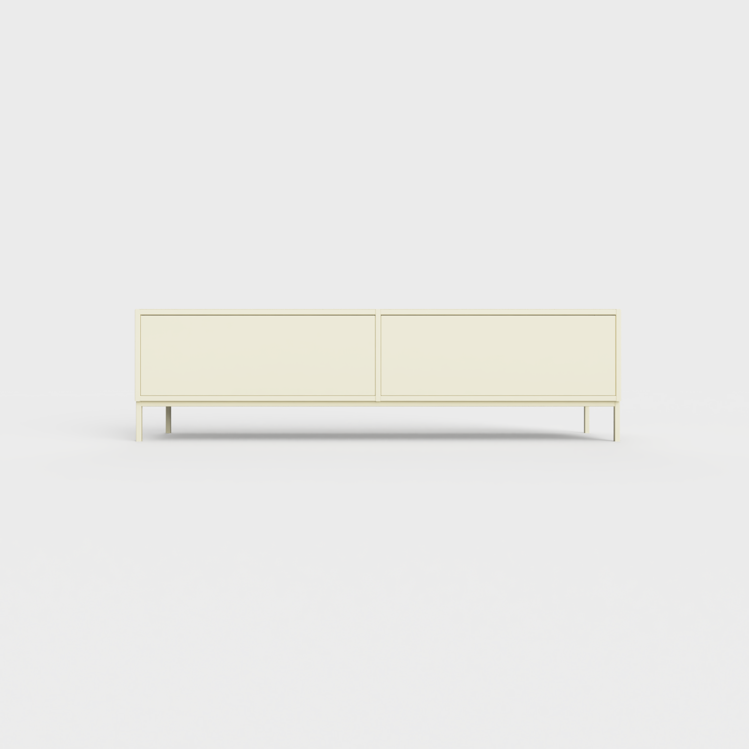 Prunus 01 Lowboard in Light Ecru color, powder-coated steel, elegant and modern piece of furniture for your living room
