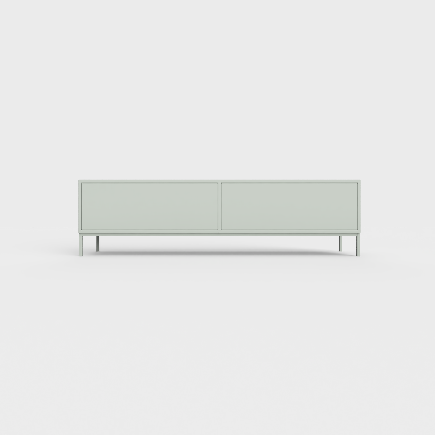 Prunus 01 Lowboard in Light Matcha Green color, powder-coated steel, elegant and modern piece of furniture for your living room