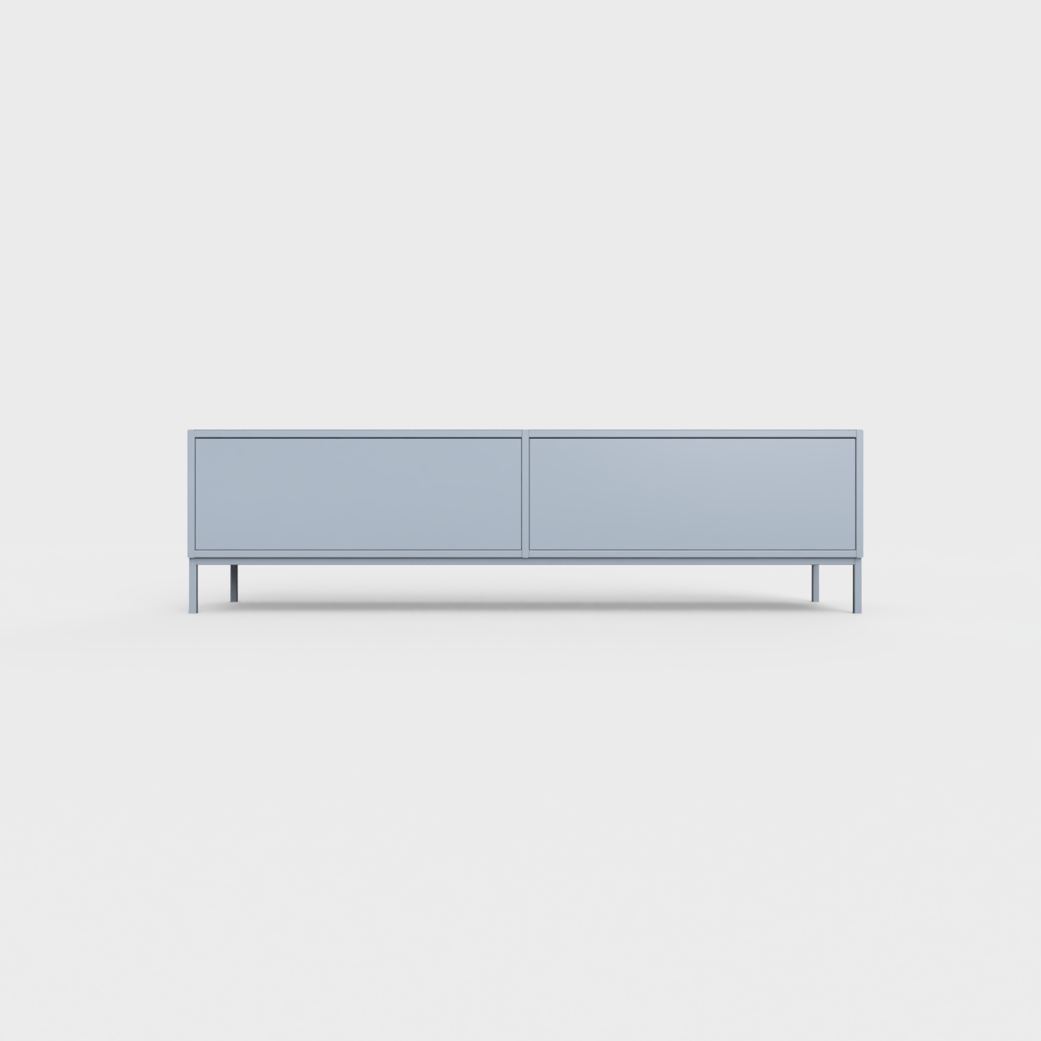 Prunus 01 Lowboard in Pigeon Blue color, powder-coated steel, elegant and modern piece of furniture for your living room