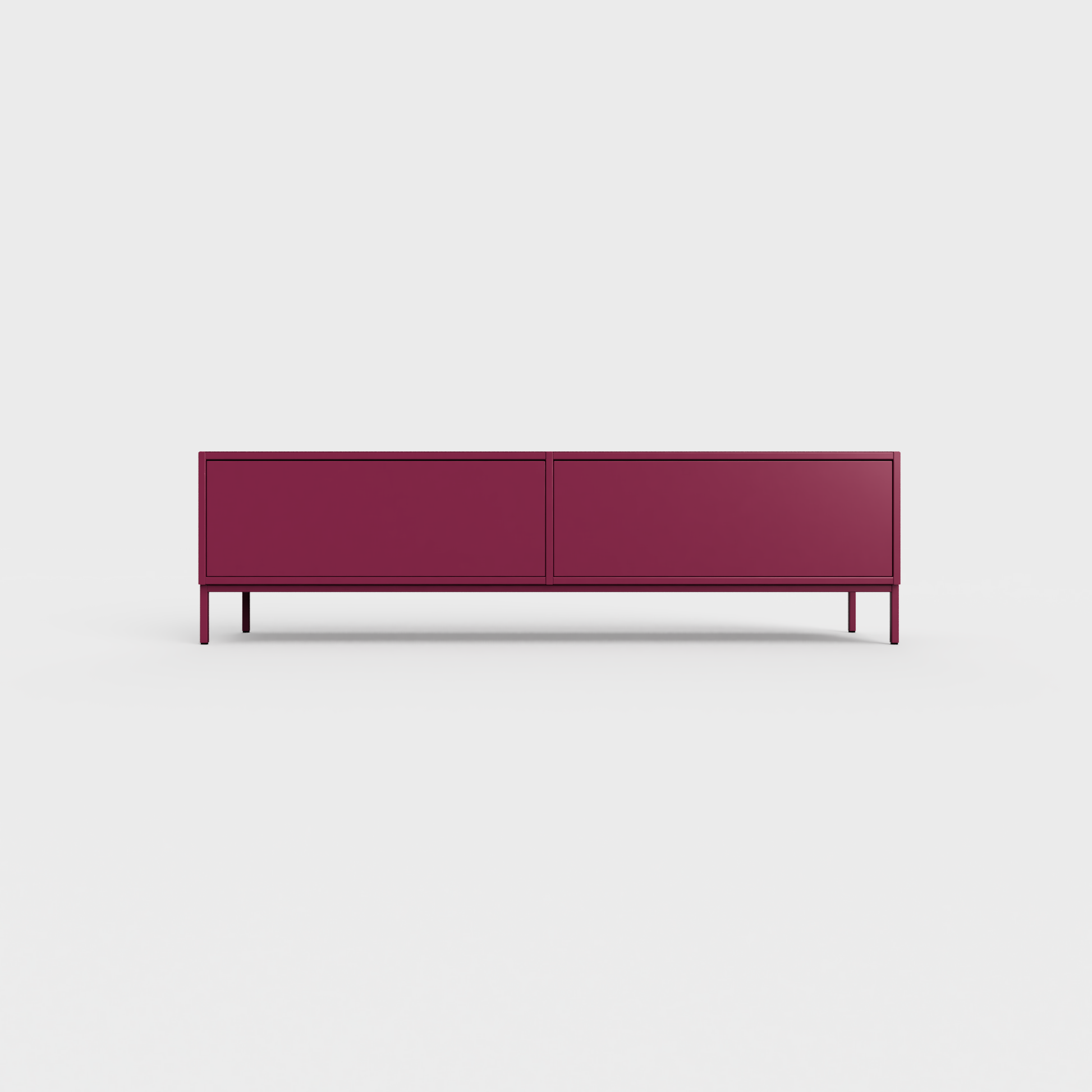 Prunus 01 Lowboard in Plum color, powder-coated steel, elegant and modern piece of furniture for your living room