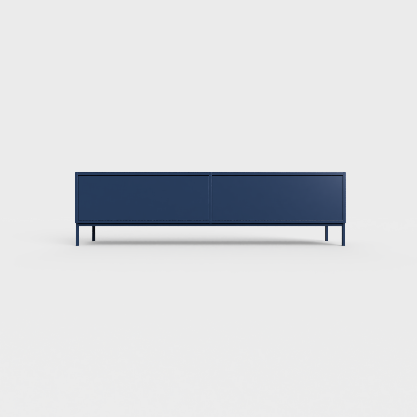 Prunus 01 Lowboard in prussian blue color, powder-coated steel, elegant and modern piece of furniture for your living room