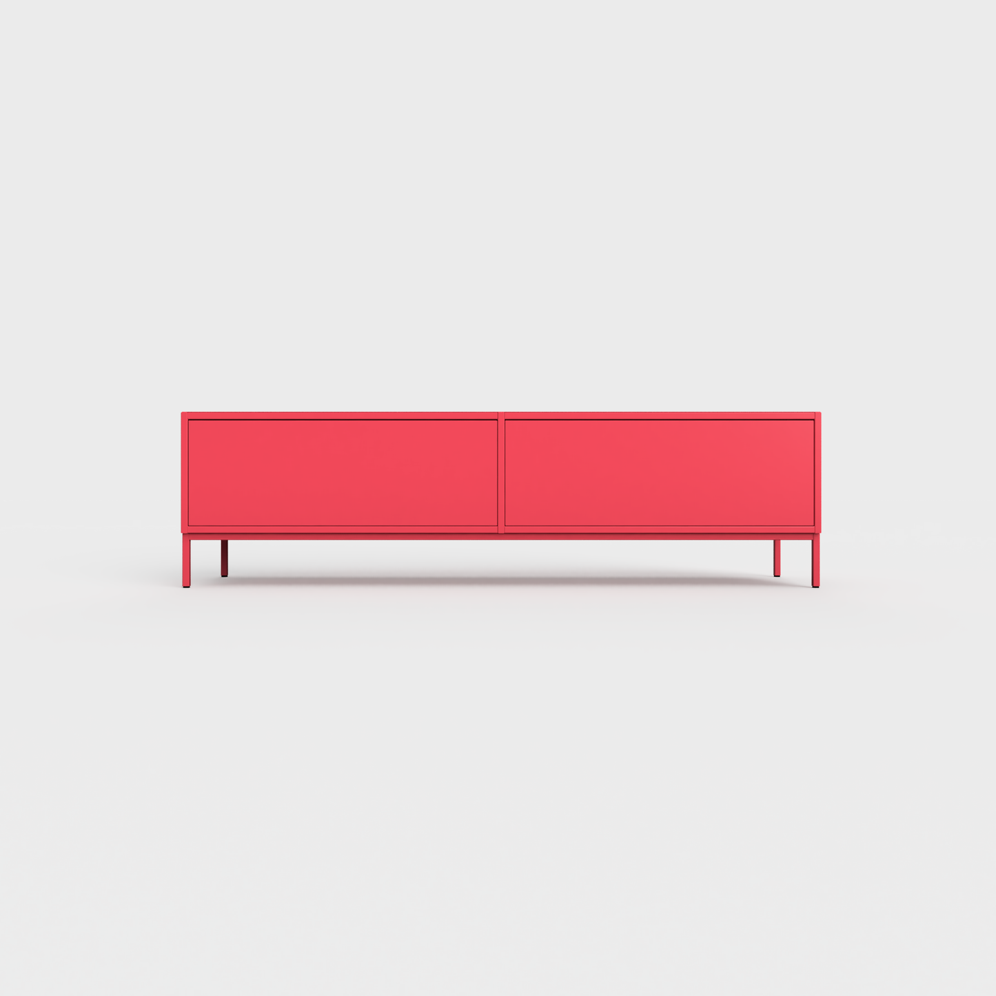 Prunus 01 Lowboard in Raspberry color, powder-coated steel, elegant and modern piece of furniture for your living room