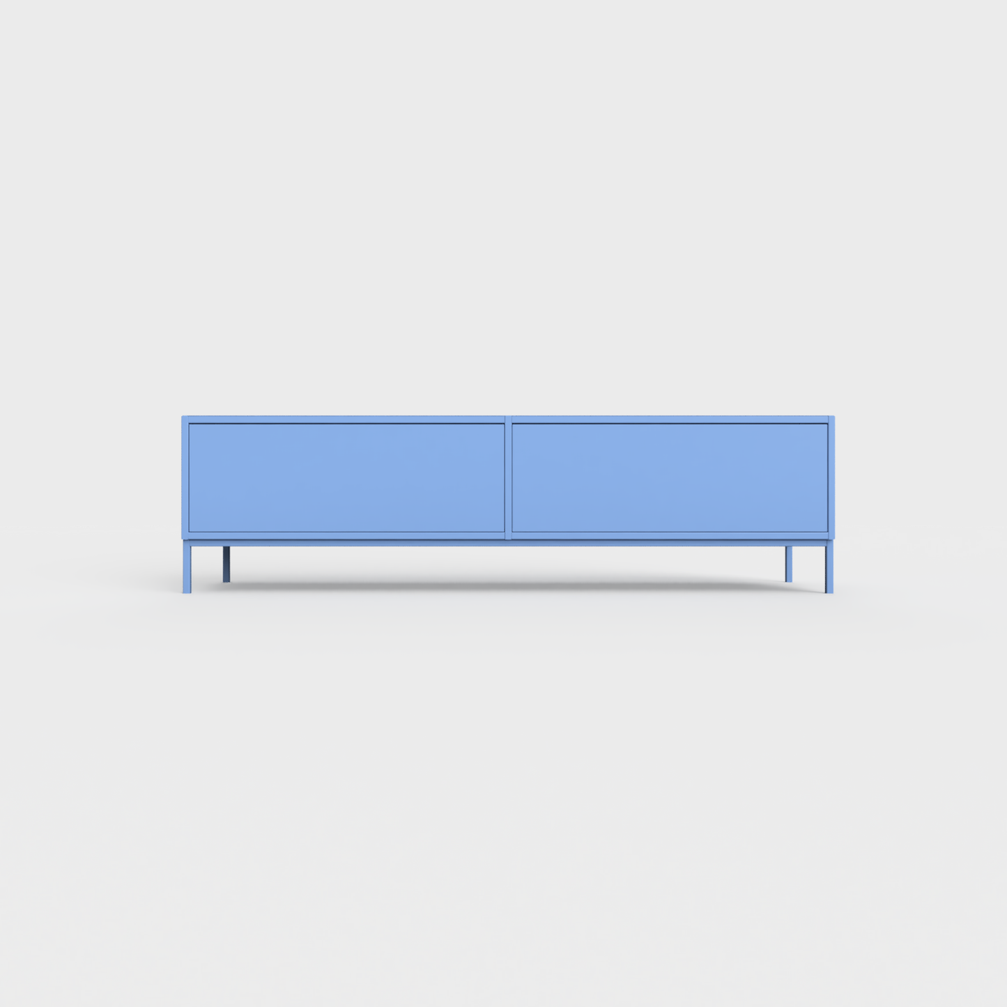 Prunus 01 Lowboard in Sky blue color, powder-coated steel, elegant and modern piece of furniture for your living room