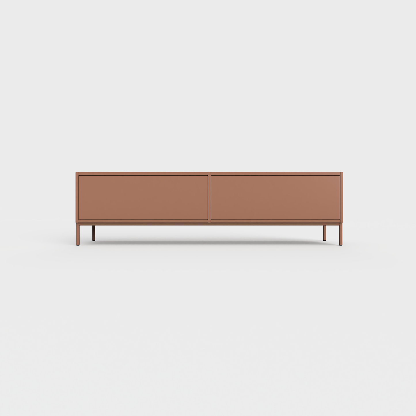 Prunus 01 Lowboard in Terracotta color, powder-coated steel, elegant and modern piece of furniture for your living room