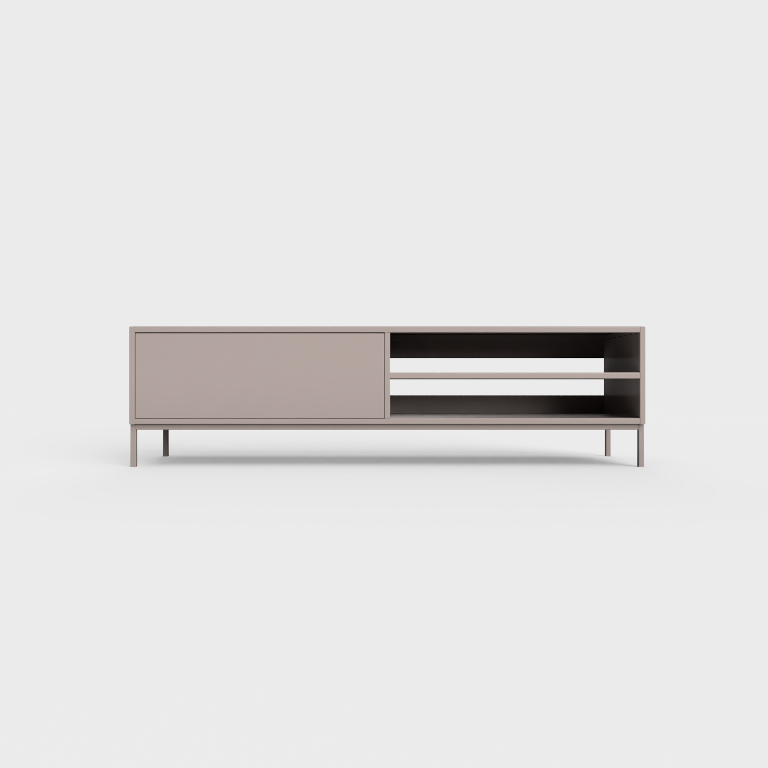 Prunus 02 Lowboard in Cold Beige color, powder-coated steel, elegant and modern piece of furniture for your living room