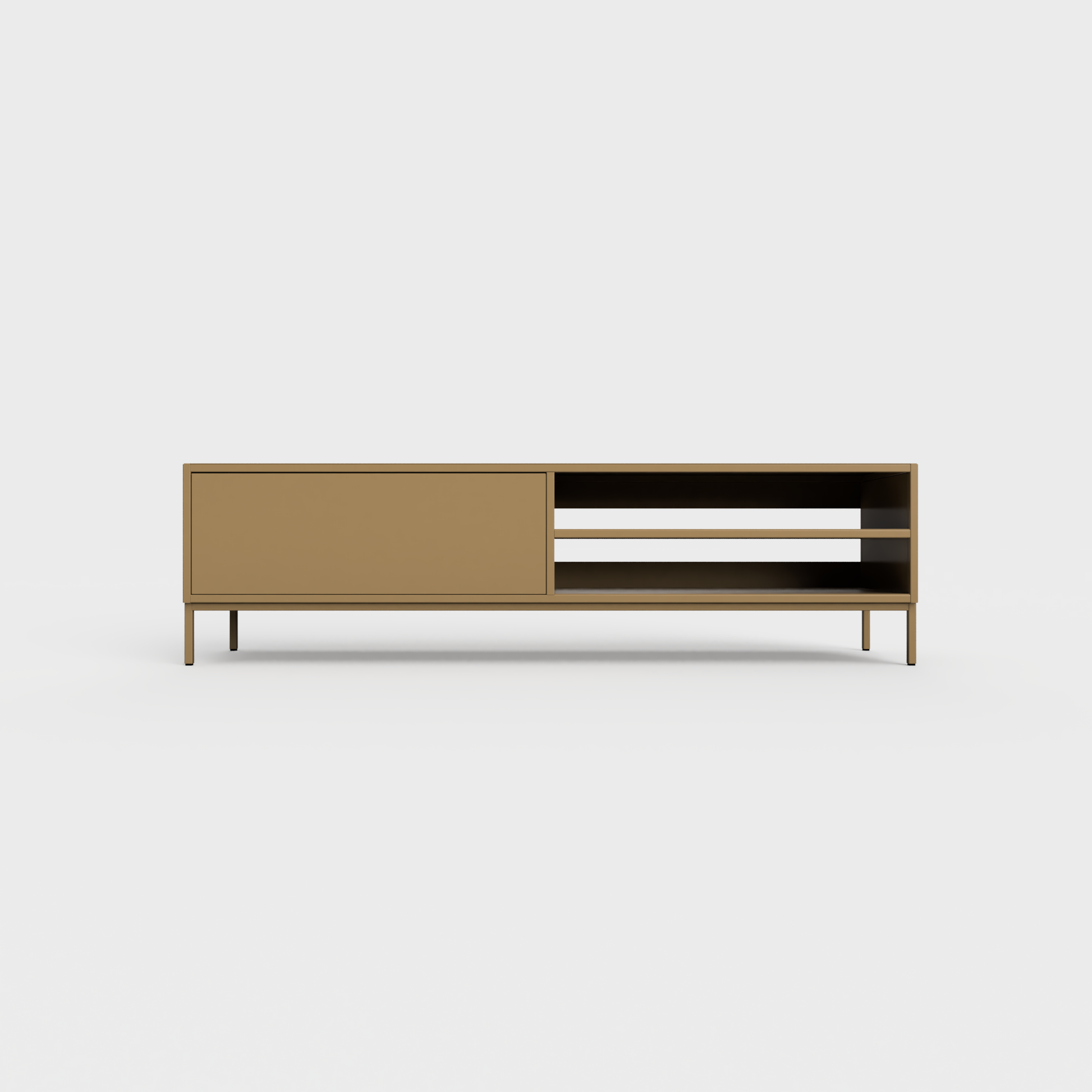 Prunus 02 Lowboard in Desert Palm color, powder-coated steel, elegant and modern piece of furniture for your living room