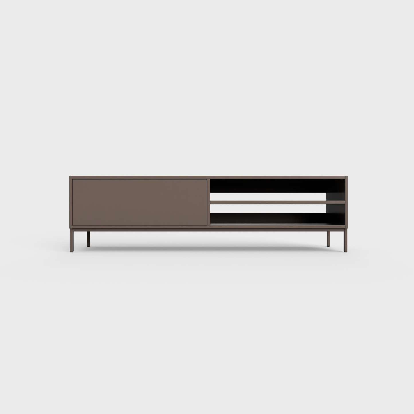 Prunus 02 Lowboard in Earth color, powder-coated steel, elegant and modern piece of furniture for your living room