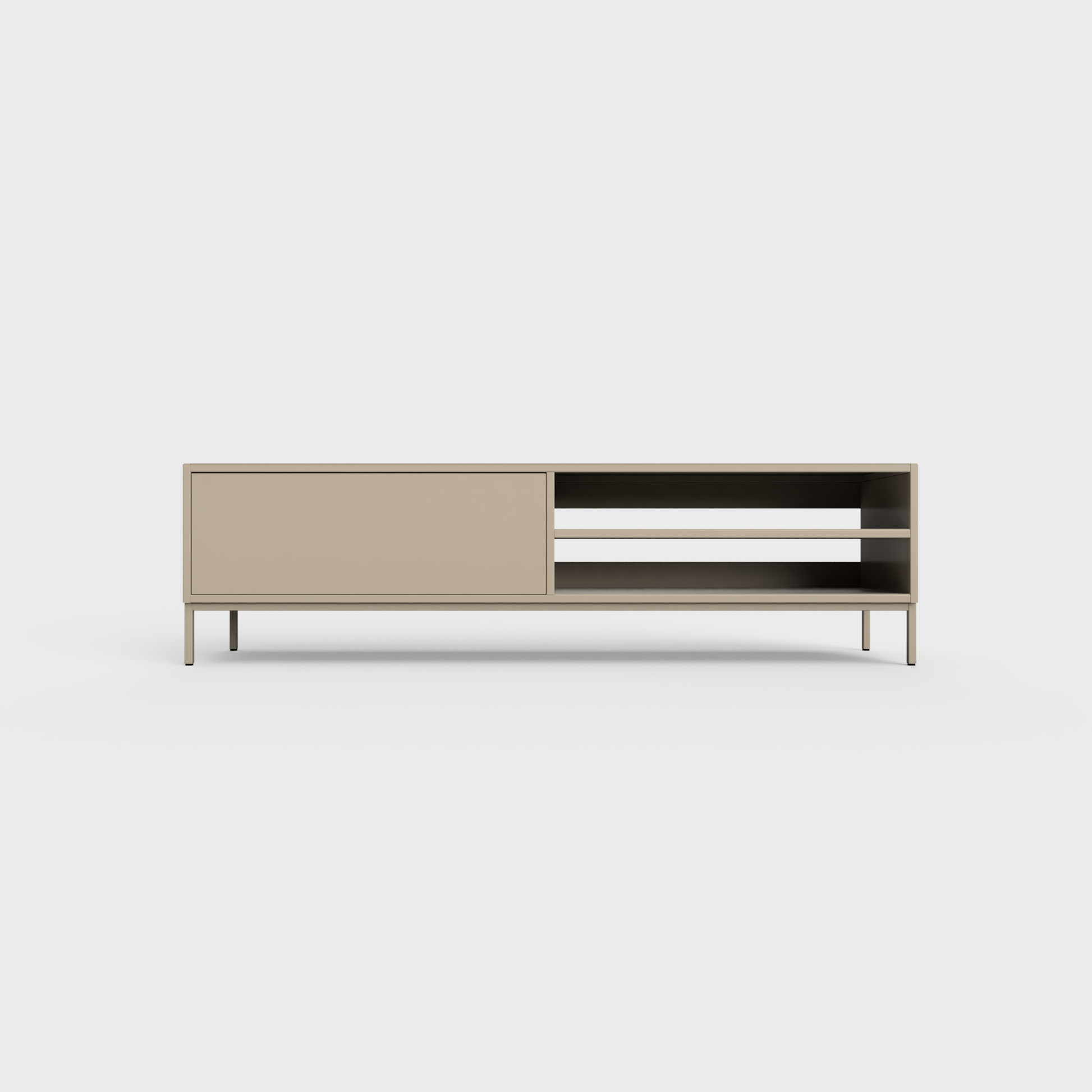 Prunus 02 Lowboard in Khaki color, powder-coated steel, elegant and modern piece of furniture for your living room