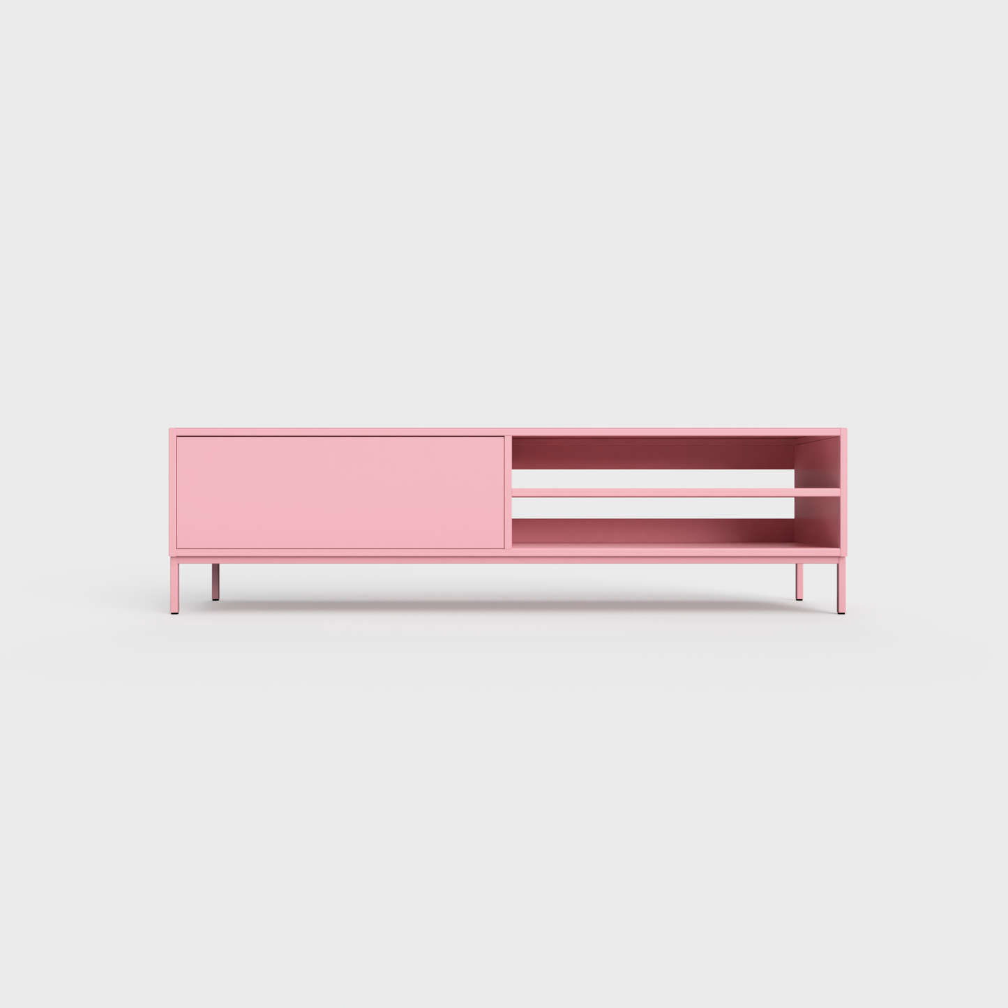 Prunus 02 Lowboard in Lily color, powder-coated steel, elegant and modern piece of furniture for your living room