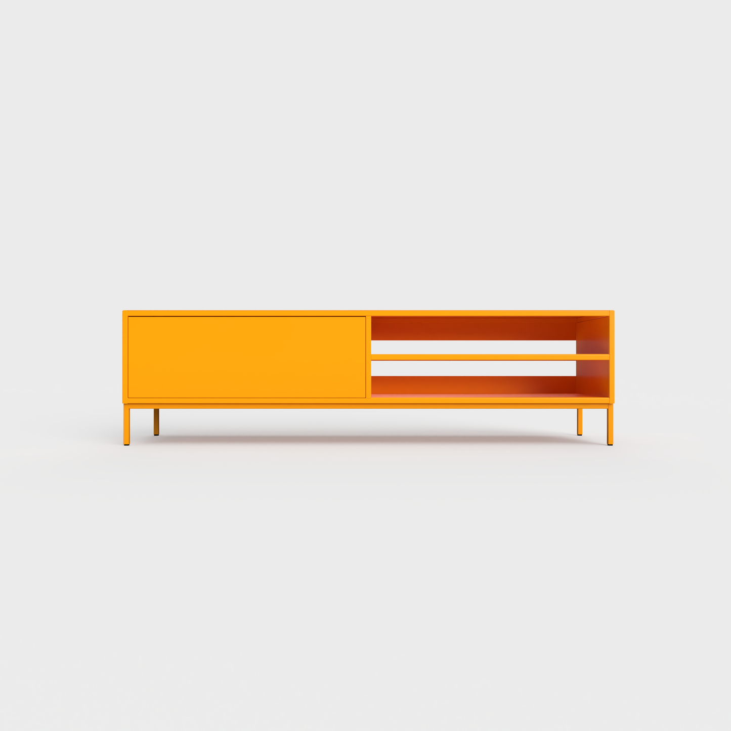 Prunus 02 Lowboard in Orange color, powder-coated steel, elegant and modern piece of furniture for your living room