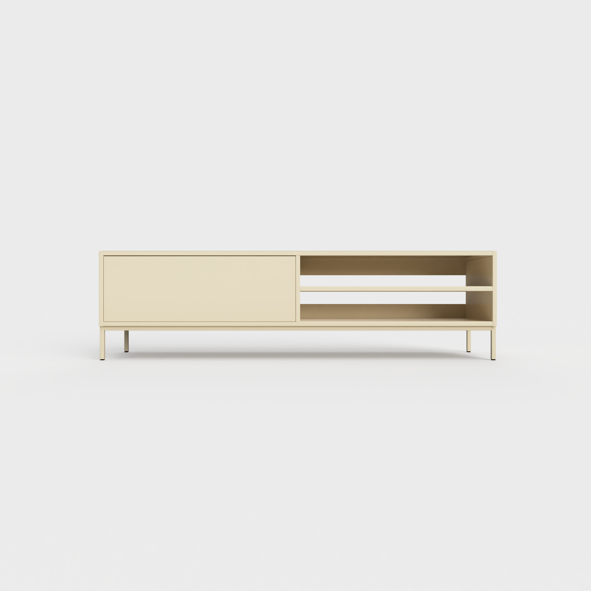 Prunus 02 Lowboard in Sand color, powder-coated steel, elegant and modern piece of furniture for your living room