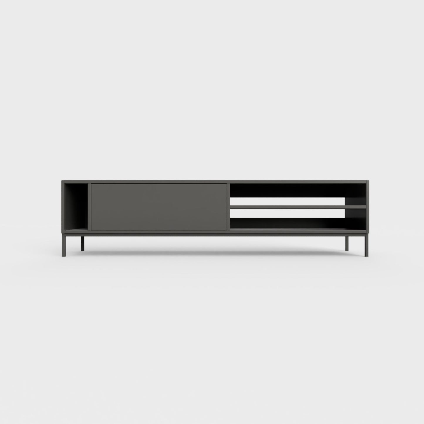 Prunus 03 Lowboard in anthracite gray, powder-coated steel, elegant and modern piece of furniture for your living room