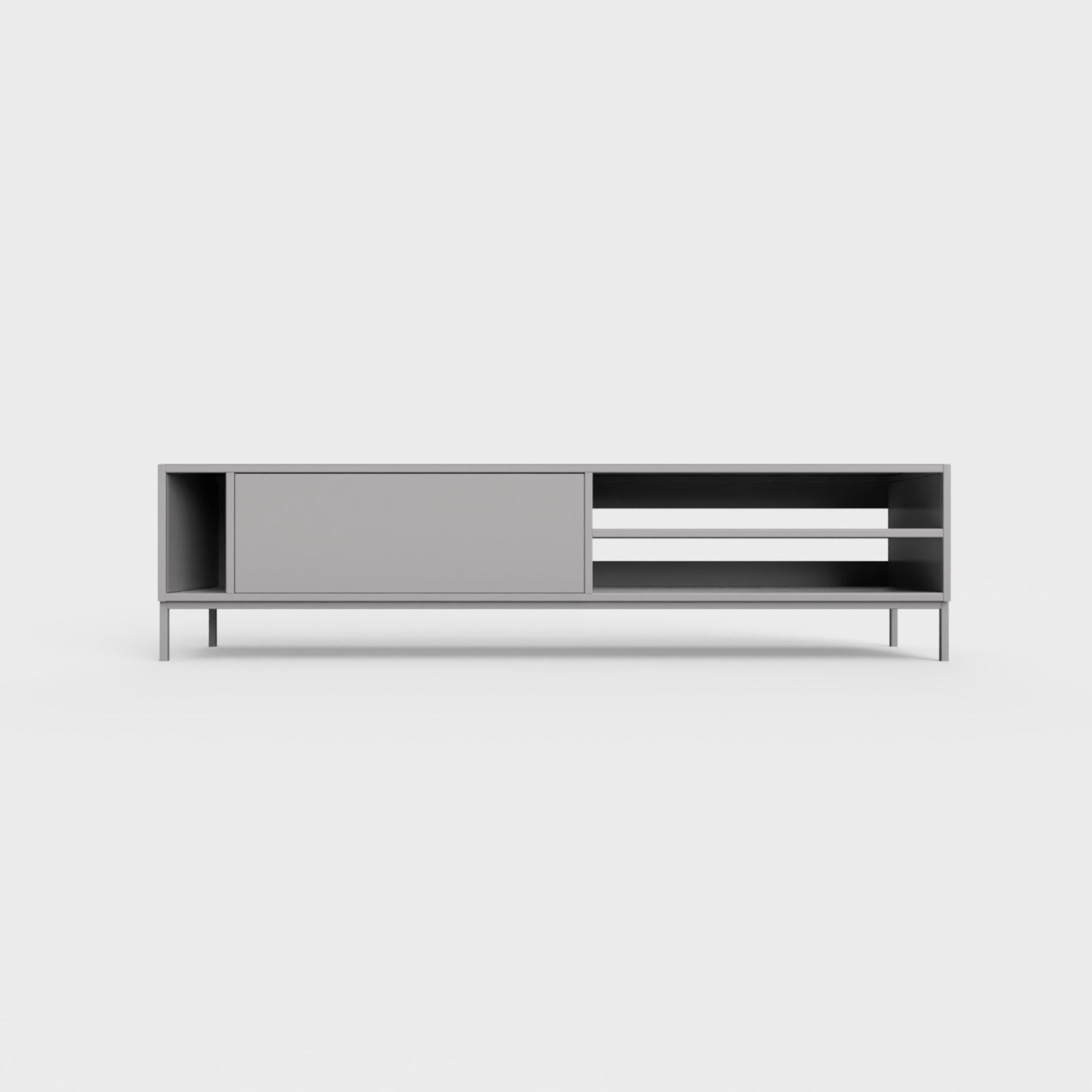 Prunus 03 Lowboard in ashen gray, powder-coated steel, elegant and modern piece of furniture for your living room