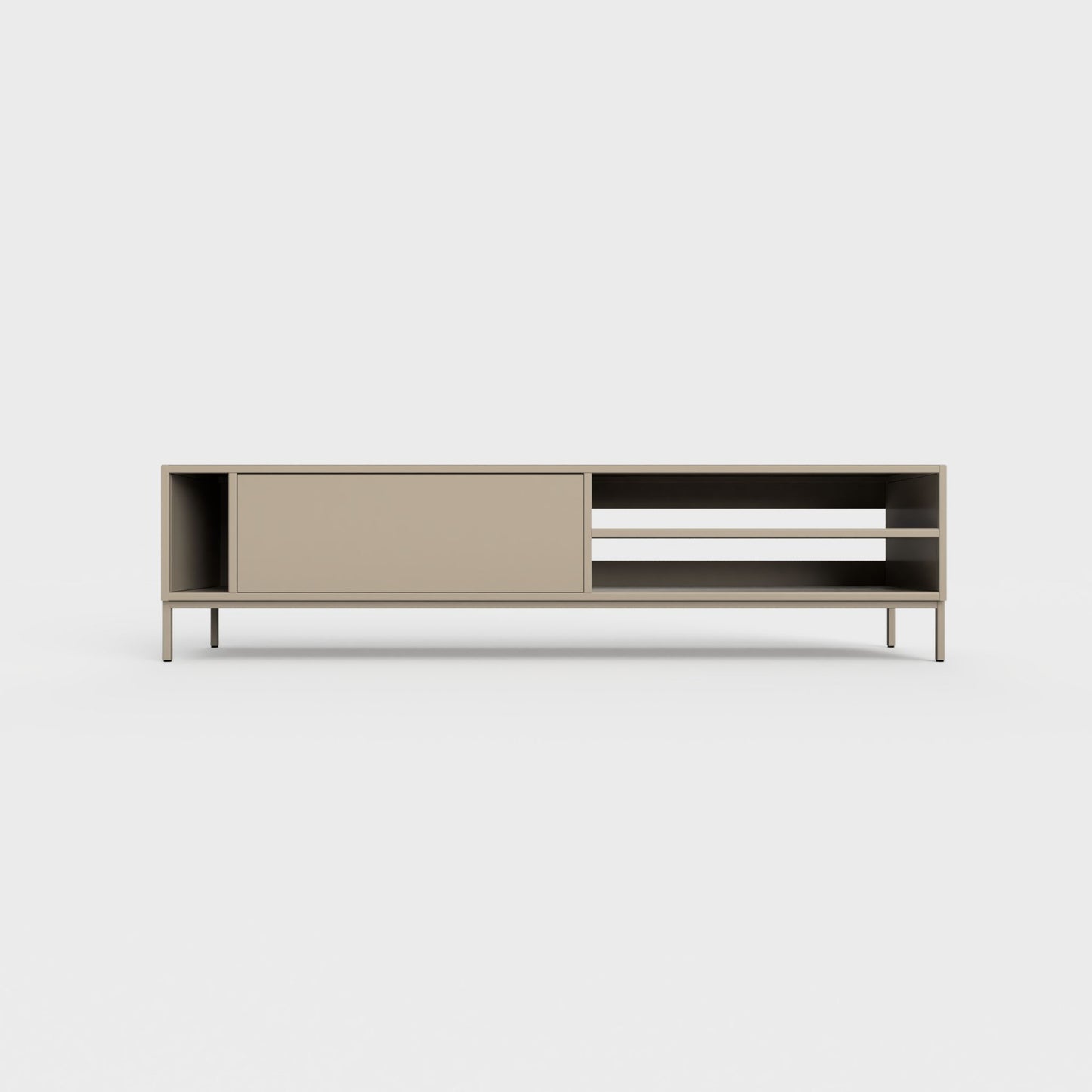 Prunus 03 Lowboard in khaki color, powder-coated steel, elegant and modern piece of furniture for your living room