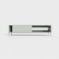 Prunus 03 Lowboard in light matcha green color, powder-coated steel, elegant and modern piece of furniture for your living room