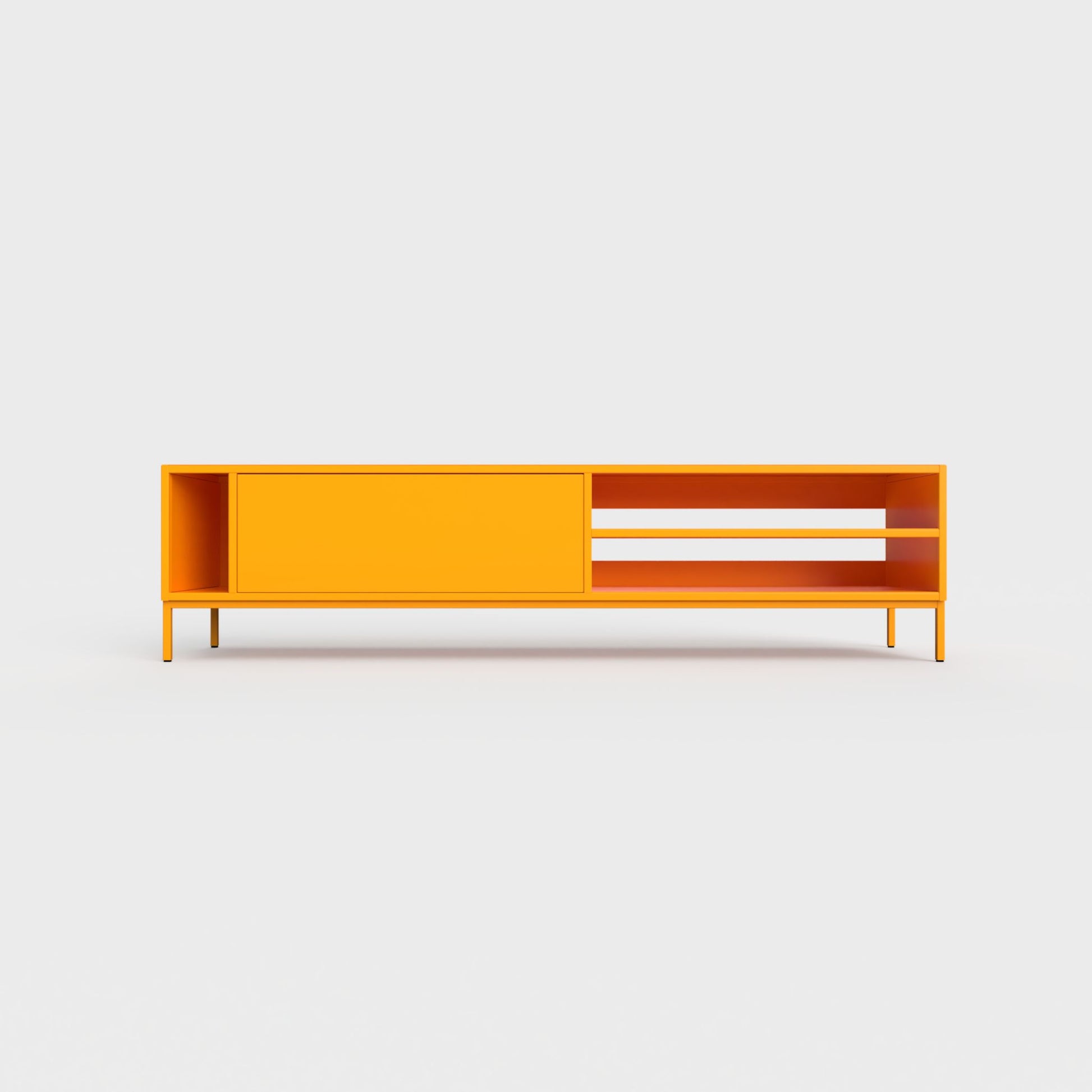 Prunus 03 Lowboard in orange color, powder-coated steel, elegant and modern piece of furniture for your living room