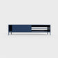 Prunus 03 Lowboard in prussian blue color, powder-coated steel, elegant and modern piece of furniture for your living room