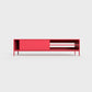 Prunus 03 Lowboard in raspberry pink, powder-coated steel, elegant and modern piece of furniture for your living room