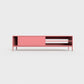 Prunus 03 Lowboard in pink rose color, powder-coated steel, elegant and modern piece of furniture for your living room