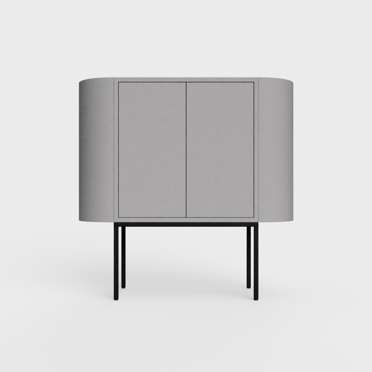 Siena 01 Sideboard in ashen gray color, powder-coated steel, elegant and modern piece of furniture for your living room
