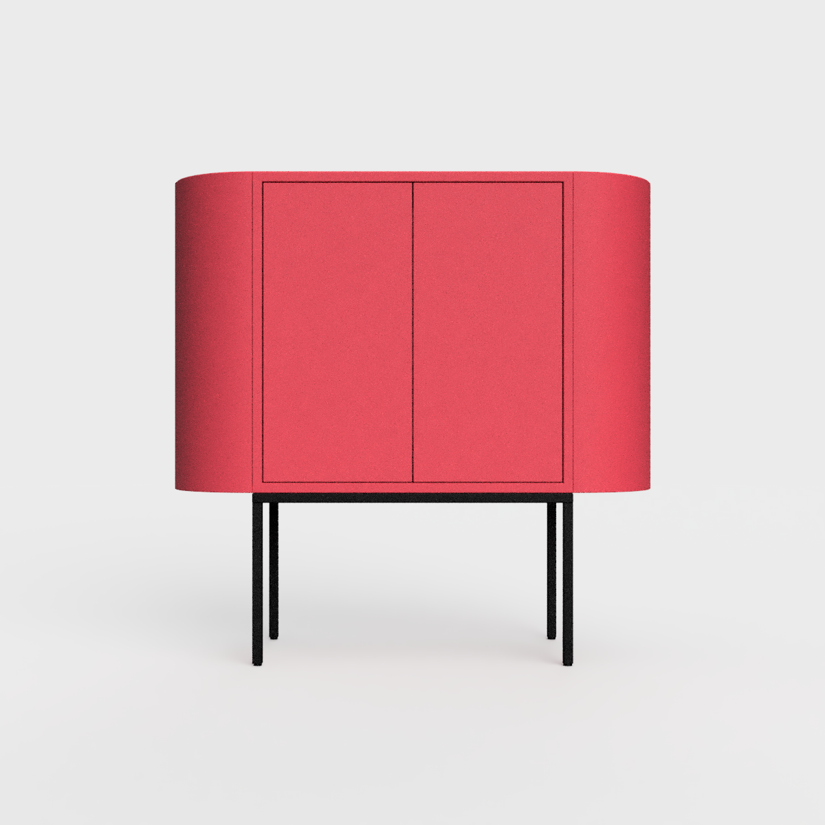 Siena 01 Sideboard in raspberry color, powder-coated steel, elegant and modern piece of furniture for your living room
