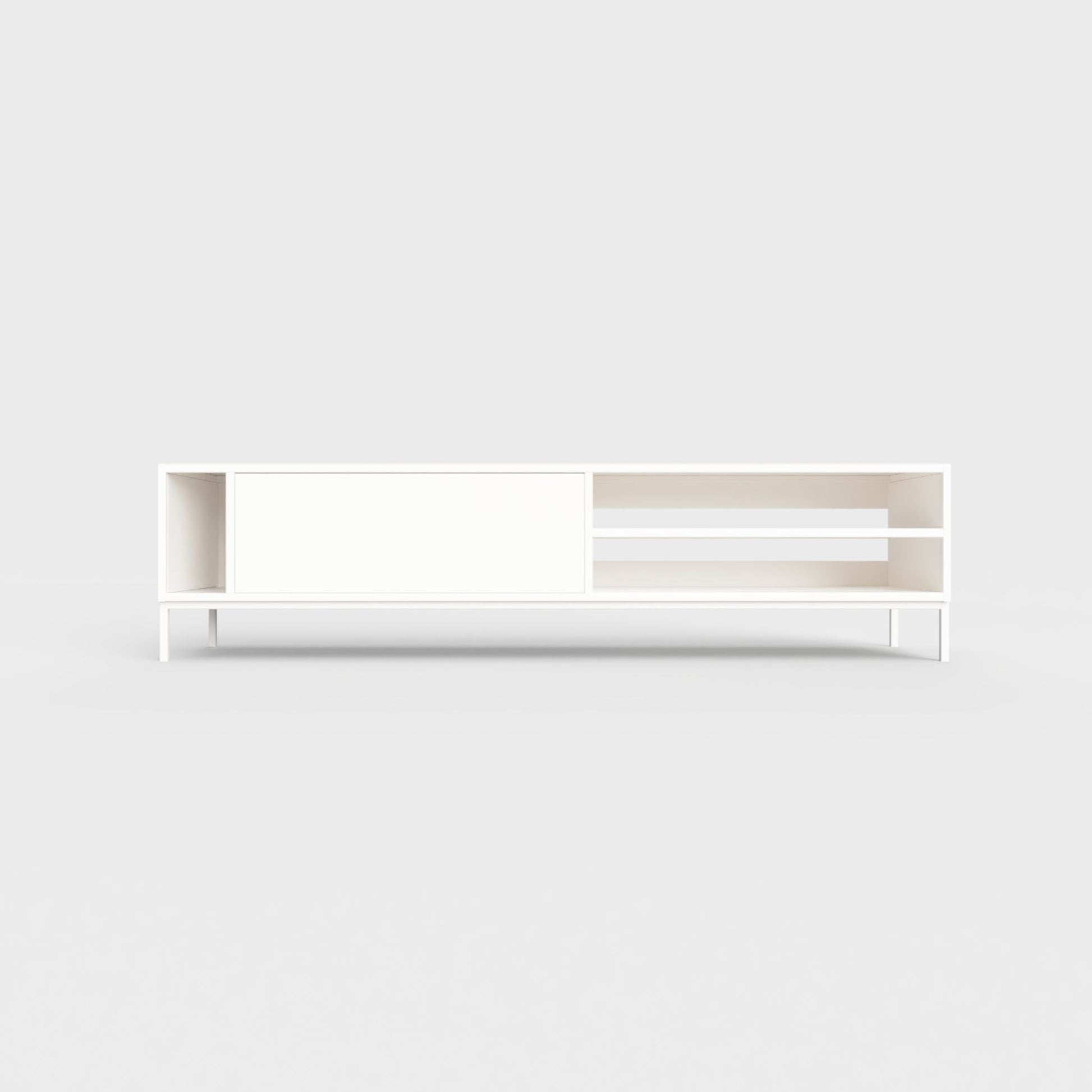 Sarine Lowboard in white, powder-coated steel, elegant and modern piece of furniture for your living room